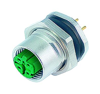 Illustration 86 0536 1000 00404 - M12 Female panel mount connector, Contacts: 4, unshielded, THT, IP67, UL 2238, PG 9, rear mounting