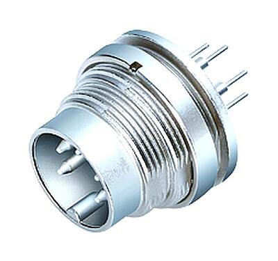Illustration 09 0303 90 02 - M16 Male panel mount connector, Contacts: 2 (02-a), unshielded, THT, IP40, front fastened