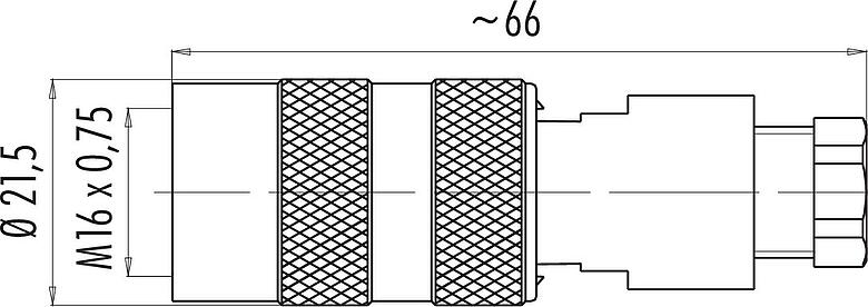 Dessin coté M16 Connecteur femelle, Contacts: 14 (14-b), 6,0-8,0 mm, non blindé, souder, IP67