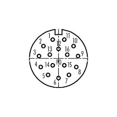Disposición de los contactos (lado de la conexión) M23 Toma de brida, Número de contactos: 16, sin blindaje, soldadura, IP67