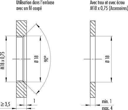 Instructions de montage / Découpe du panneau M16 Connecteur femelle, Contacts: 8, 5,5-9,0 mm, blindable, IDC, IP67