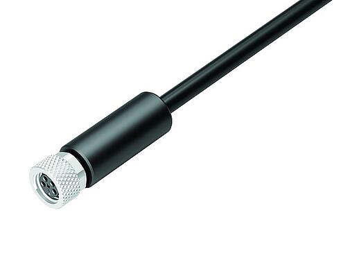 Illustration 77 3506 0000 50704-0500 - M8 Female cable connector, Contacts: 4, shielded, moulded on the cable, IP67, M8x1.0, PUR, black, 4 x 0.34 mm², 5 m