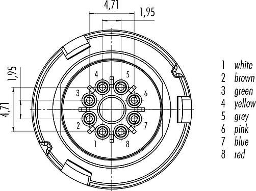 Disposition des contacts (Côté plug-in) Baïonnette Connecteur mâle, Contacts: 8, non blindé, souder, IP67, PUR, noir, 8 x 0,25 mm², 5 m