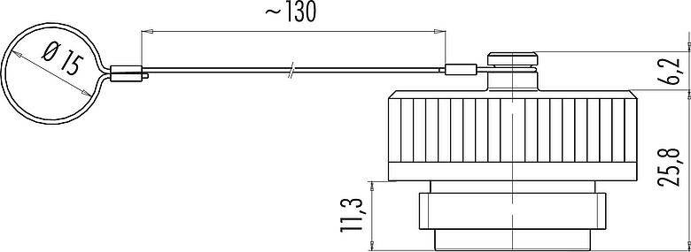 Dessin coté Capuchon de protection, IP65, pour connecteur femelle