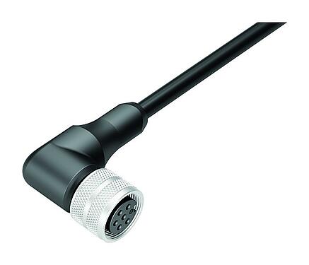 Ilustración 77 6534 0000 50006-0500 - M16 Conector hembra en ángulo, Número de contactos: 6, blindado, moldeado en el cable, IP68, PUR, negro, 6 x 0,25 mm², 5 m