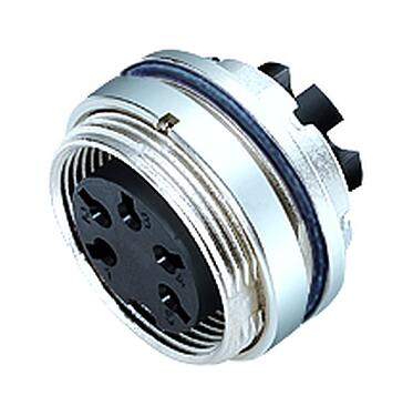 Illustration 09 0112 780 04 - M16 Female panel mount connector, Contacts: 4 (04-a), unshielded, crimping (Crimp contacts must be ordered separately), IP67, UL, Front mounting