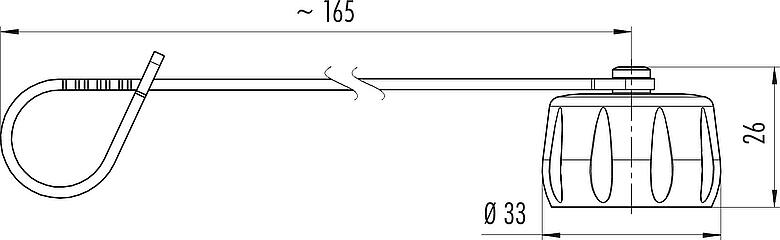 Scale drawing Protecting cap, IP68/IP69K plugged, with retaining strap
