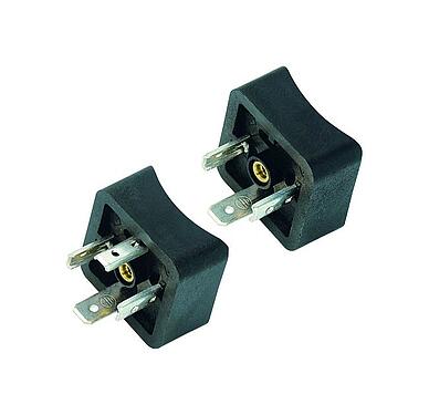 Illustration Male power connector, contacts angled inwards, Contacts: 2+PE, unshielded, solder, IP40 without seal, UL, ESTI+, VDE