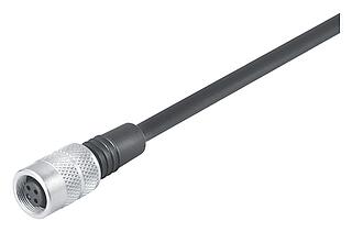 M9 Female cable connector, Contacts: 8, unshielded, moulded on the cable, IP67, PUR, black, 8 x 0.14 mm², 2 m