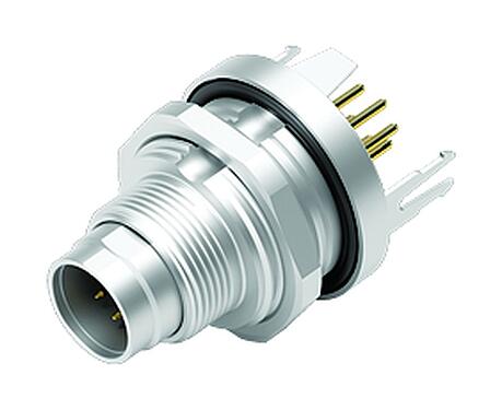 Illustration 09 0423 30 07 - M9 Male panel mount connector, Contacts: 7, shieldable, THT, IP67, front fastened