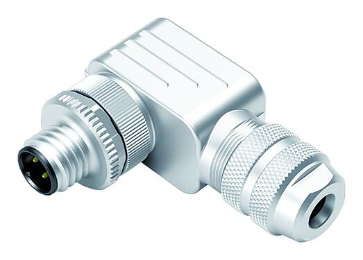 Illustration M12 Male angled connector, Contacts: 4, 4.0-6.0 mm, shieldable, wire clamp, IP67, with shielding ring