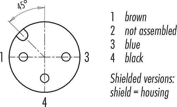 Contact arrangement (Plug-in side) M12 Female cable connector, Contacts: 3, shielded, moulded on the cable, IP67, UL 2238, PVC, grey, 3 x 0.34 mm², 5 m