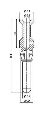 Dibujo a escala 61 1312 139 - Bayoneta HEC - Pin de contacto para la versión 4+PE, 100 piezas; Serie 696