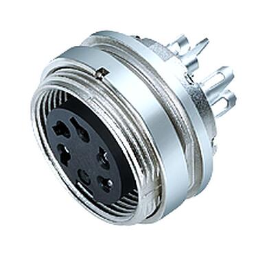 3D View 09 0474 89 08 - M16 Female panel mount connector, Contacts: 8 (08-a), unshielded, solder, IP40, front fastened