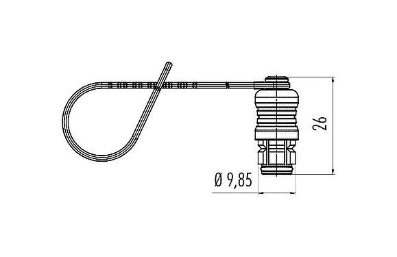 Scale drawing Protecting cap, IP67, for male cable connector