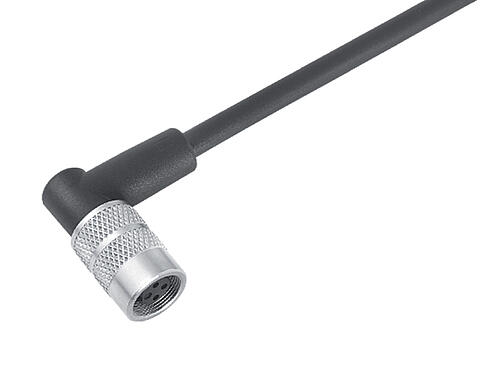 Illustration 79 1452 272 03 - M9 IP67 Female angled connector, Contacts: 3, unshielded, moulded on the cable, IP67, PUR, black, 3 x 0.25 mm², 2 m
