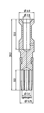 Scale drawing 61 1311 139 - Bayonet HEC - Socket contact for 4+PE version; Series 696
