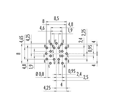 Disposición del conductor M16 Toma de brida, Número de contactos: 19, sin blindaje, THT, IP40, M18x0,75, Montaje en pared