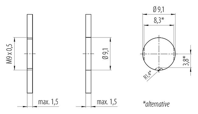 Instructions de montage / Découpe du panneau 09 0481 22 08 - M9 Embase mâle, Contacts: 8, non blindé, THT, IP40