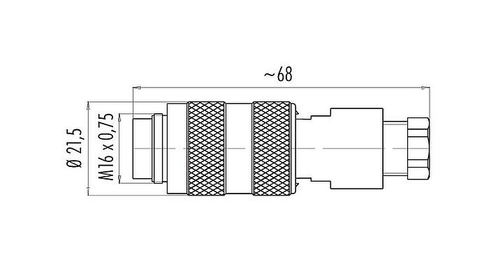 Dessin coté M16 Connecteur mâle, Contacts: 8 (08-a), 4,0-6,0 mm, non blindé, souder, IP67