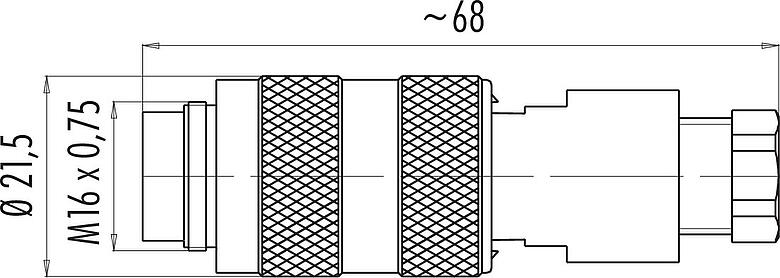 Dessin coté M16 Connecteur mâle, Contacts: 5 (05-b), 4,0-6,0 mm, non blindé, souder, IP67