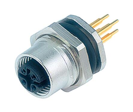 Illustration 09 3432 92 04 - M12 Female panel mount connector, Contacts: 4, unshielded, THT, IP68, PG 9, front fastened