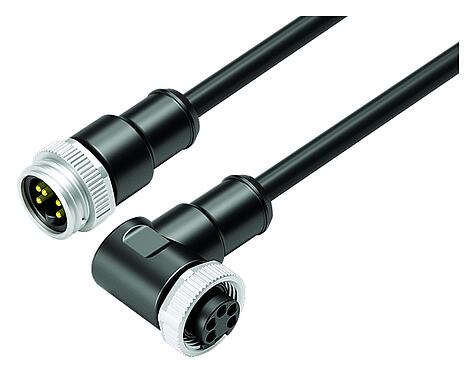 Ilustración 7/8" Cable de conexión conector de cable macho - conector de cable hembra, Número de contactos: 4+PE, sin blindaje, moldeado en el cable, IP68, UL 2238, PUR, negro, 5 x 1,50 mm², 5 m