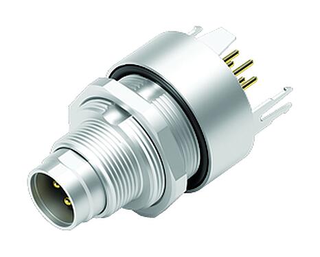 Illustration M9 Male panel mount connector, Contacts: 5, shieldable, THT, IP67, M12x0.5, Rear mounting, potted
