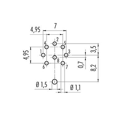 Disposition du conducteur 09 0474 290 08 - M16 Embase femelle, Contacts: 8 (08-a), blindable, THT, IP40, Montage frontal