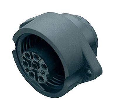 Illustration RD24 Female panel mount connector, Contacts: 6+PE, unshielded, crimping (Crimp contacts must be ordered separately), IP67