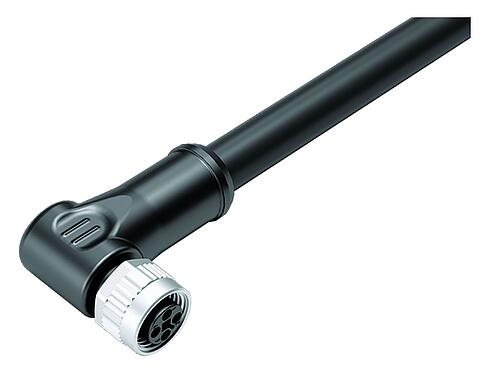 Illustration 77 0634 0000 50704-0200 - M12 Female angled connector, Contacts: 4, unshielded, moulded on the cable, IP68, PUR, black, 4 x 1.50 mm², 2 m