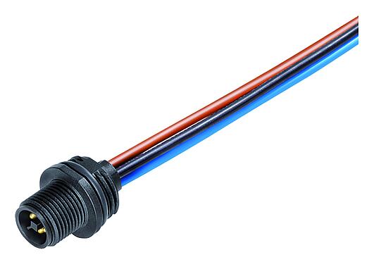 Illustration M12 Male panel mount connector, Contacts: 4, unshielded, single wires, IP68, UL 2238, M16x1.5, Front mounting