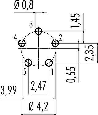 Disposición del conductor Snap-In Enchufe de brida, Número de contactos: 5, sin blindaje, THT, IP67, UL 2238, M8x0,75, Montaje frontal
