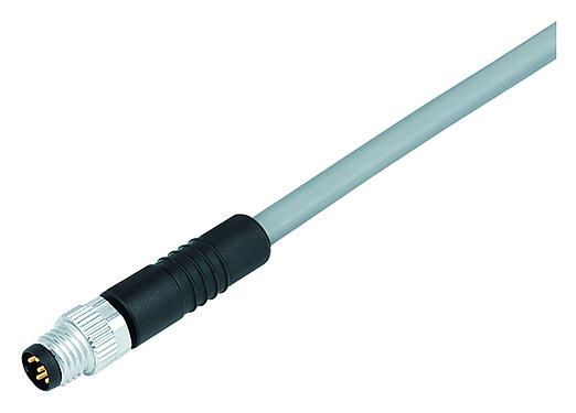 Illustration 77 3405 0000 20003-0200 - M8 Male cable connector, Contacts: 3, unshielded, moulded on the cable, IP67, UL, PVC, grey, 3 x 0.34 mm², 2 m