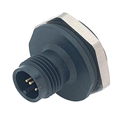3D View 86 4531 1002 00004 - M12-A Male panel mount connector, Contacts: 4, unshielded, solder, IP67, UL, PG 13.5