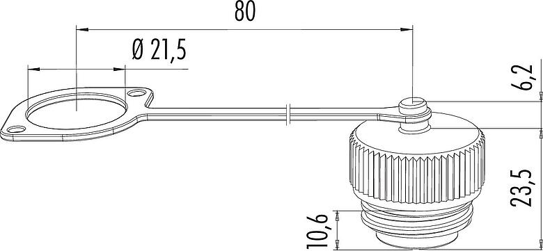 Scale drawing Protecting cap, IP67, with retaining strap