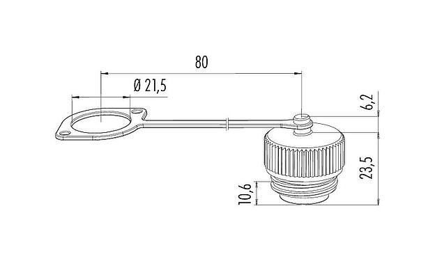 Scale drawing Protecting cap, IP67, with retaining strap