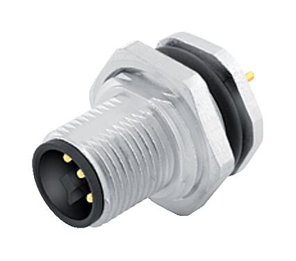 Illustration 09 0631 90 04 - M12 Male panel mount connector, Contacts: 4, unshielded, THT, IP68, UL, VDE, M16x1.5, front fastened