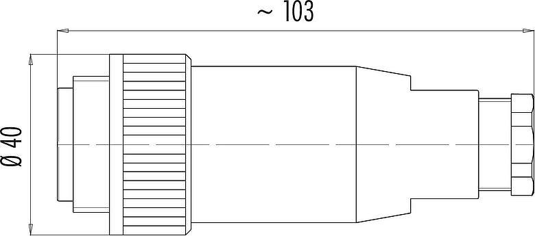 Scale drawing RD30 Male cable connector, Contacts: 12+PE, 14.0-18.0 mm, unshielded, solder, IP65