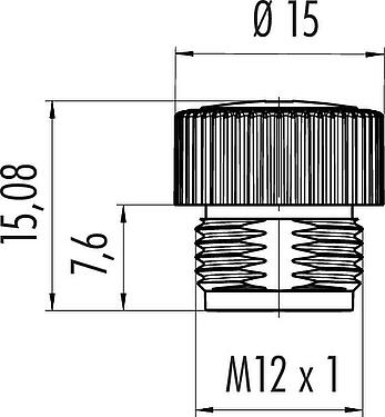 Scale drawing Protecting cap, IP67, for female panel mount connector