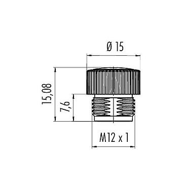 Scale drawing Protecting cap, IP67, for female panel mount connector