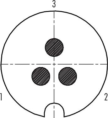 Disposition des contacts (Côté plug-in) M25 Embase mâle, Contacts: 3, blindable, souder, IP40, Montage frontal