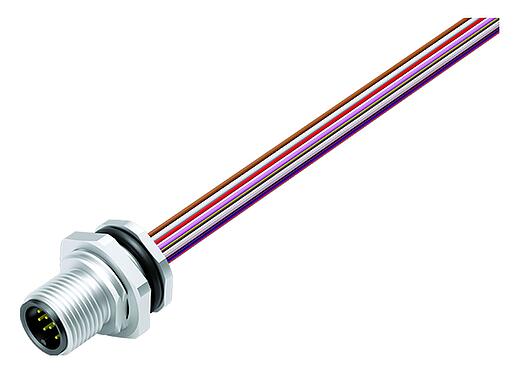 Illustration 76 2631 1111 00012-0200 - M12 Male panel mount connector, Contacts: 12, unshielded, single wires, IP68, UL, M16x1.5, rear mounting, stainless steel