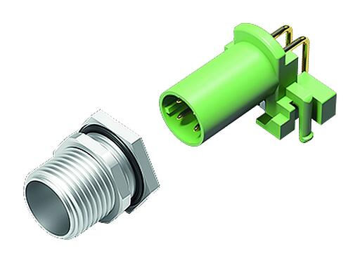 Illustration M12 Male panel mount connector, Contacts: 4, shieldable, THR, IP67, UL 2238, M12x1.0, Rear mounting
