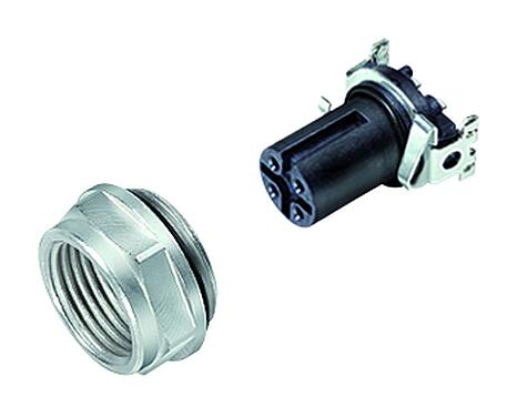 Illustration M12 Female panel mount connector, Contacts: 8, shieldable, SMT, IP67, M14x1.0, Front mounting