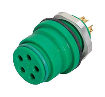Illustration Snap-In Female panel mount connector, Contacts: 8, unshielded, solder, IP67, UL 2238, VDE, M12x1.0, Front mounting