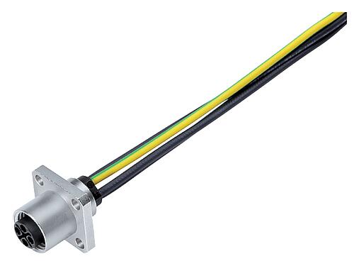 Ilustración M12 Conector hembra cuadrado de montaje en panel, Número de contactos: 4, sin blindaje, hilos, IP40, UL 2238, M3 (4x), Montaje frontal, moldeado