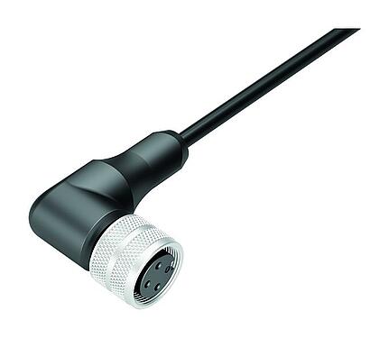 Ilustración 77 6534 0000 50003-0200 - M16 Conector hembra en ángulo, Número de contactos: 3, blindado, moldeado en el cable, IP68, PUR, negro, 3 x 0,34 mm², 2 m