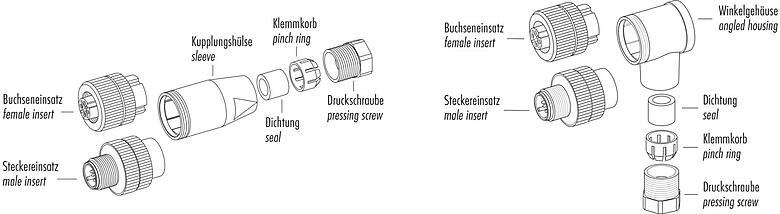 Descripción del artículo 99 0430 58 04 - Conector hembra en ángulo, Número de contactos: 4, 8,0-10,0 mm, sin blindaje, tornillo extraíble, IP67, UL, VDE, para la fuente de alimentación (potencia)