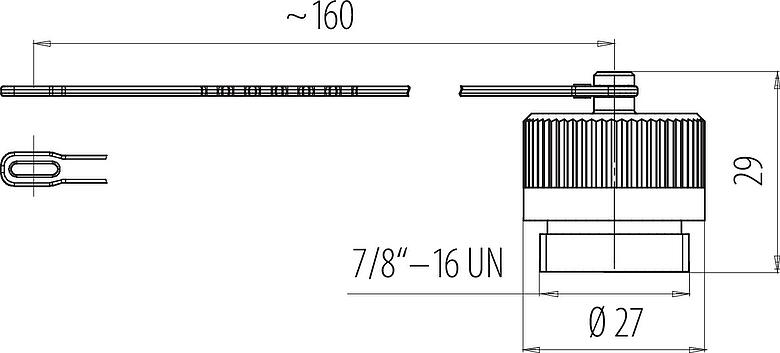 Scale drawing 7/8" Protecting cap, IP67, with retaining strap